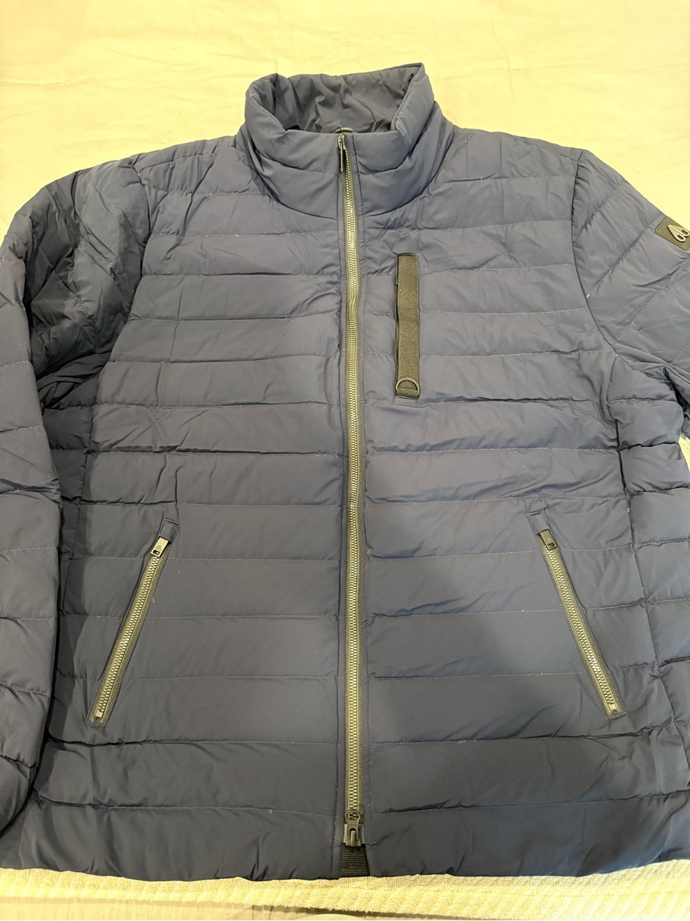 Moose Knuckles Men's Navy Blue Quilted Puffer Laki Jacket